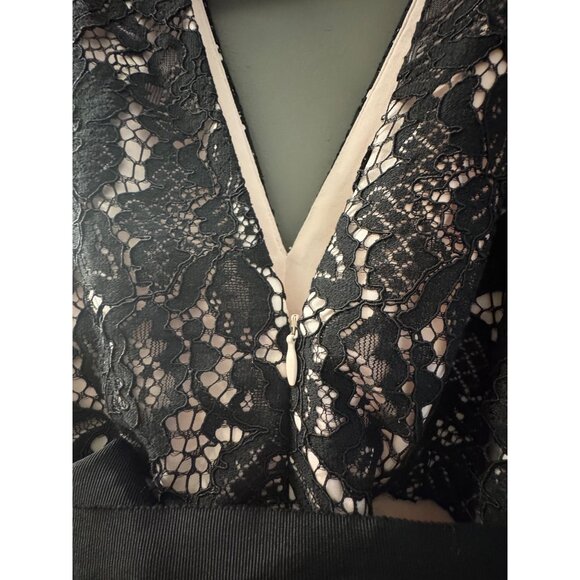 Avec Les Filles Black Lace & Pink Tulle Sleeveless Tiered Maxi Dress Size 4 - Picture 3 of 5